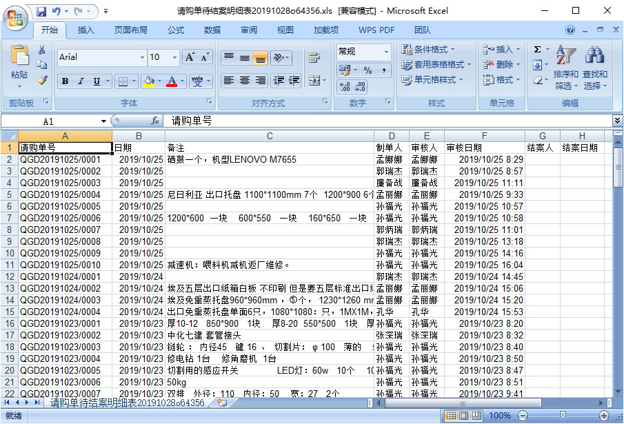 請購單結(jié)案